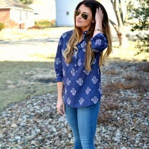 MADEWELL Collarless Popover Shirt Flowerstamp T52
